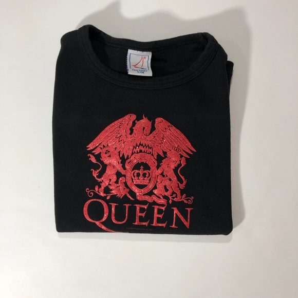 QUEEN Black SS Fan Shirt w Red Glitter Logo XS - Picture 5 of 5